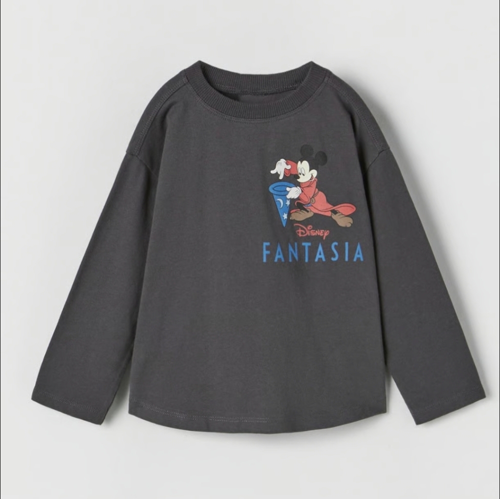 Zara Kids Gray Disney Fantasia Long Sleeve Tee